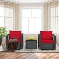 thumbnail image 4 of Costway 3PCS Patio Rattan Wicker Furniture Set Sofa Table W/Cushion Yard Red, 4 of 10