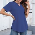 thumbnail image 2 of Blouses for Women Solid Color Round Neck Short Sleeve T-Shirt Blouse Tops, 2 of 8