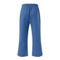 thumbnail image 4 of Timegard 2pc Capri Pants for Women Cotton Linen Elastic Waist Loose Lounge Crop Pants Pockets Solid Color, 4 of 7