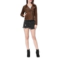 thumbnail image 2 of INSPIRE CHIC Women's Motorcycle Jacket Faux Suede Solid Color Asymmetric Zipper Jacket XL Dark Brown, 2 of 8