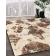 thumbnail image 2 of Ahgly Tapis Rond Abstrait Intérieur Or Foncé Marron, 6 Pieds Rond, 2 of 6