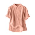 thumbnail image 3 of Sentmoon Linen Tops for Women Summer Collar Relaxed Women's Tunic Tops with Button Short Sleeve Tunic Tops Soft and Comfortable for Lounge at Home XXL, 3 of 6
