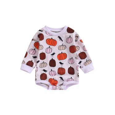 SUNSIOM Baby Halloween Romper Long Sleeve Cartoon Pumpkin Print Bodysuit Newborn Clothes
