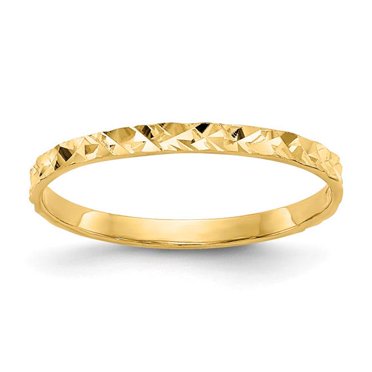 Finest Gold 1 mm 14K Yellow Gold Diamond-Cut Design Band Childs Ring&amp;#44; Size 3