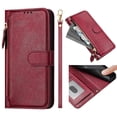 thumbnail image 4 of Case for Oneplus NORD CE 2 5G Zipper Wallet Flip Cover with Card Holder, Photo Frame, Kickstand & Lanyard, PU Leather Red, 4 of 5