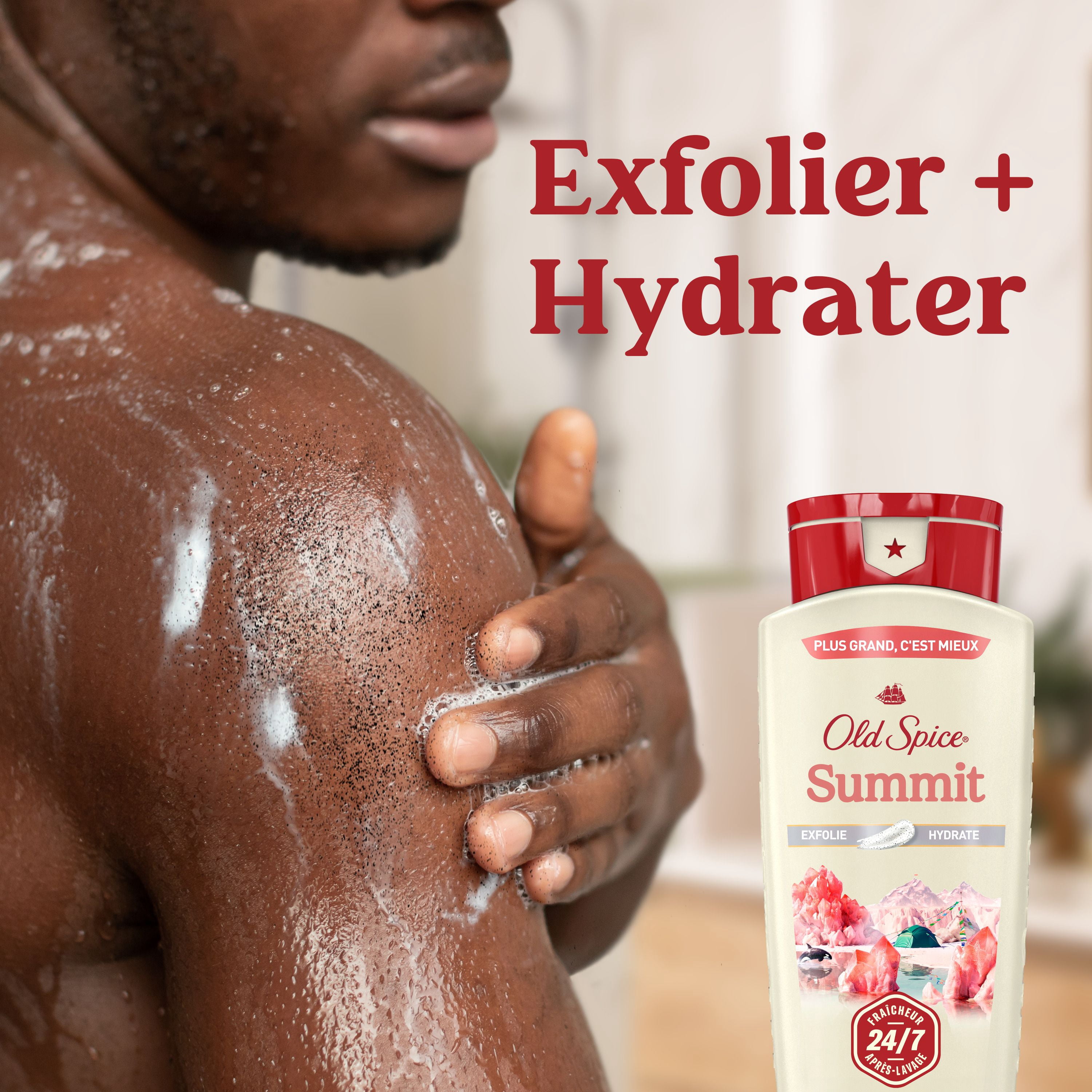 Old Spice Men's Body Wash for Men, Summit Scent, 24/7 Shower Fresh, Exfoliation + Moisturization