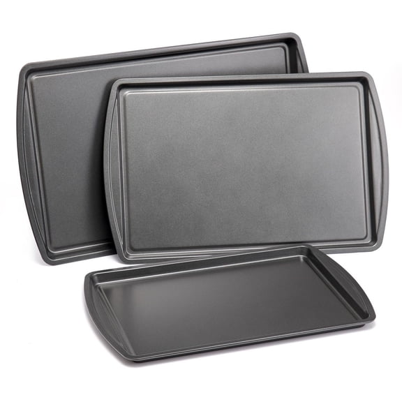 Mainstays 3PC Ensemble de Cookies Antiadhésives, 11,2" x 17,2", 10,2" x 15,2", 9,2" x 13,2", Gris