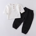 thumbnail image 2 of Birdeem Chemises pour Filles Mode Filles et Garçons Hauts Décontractés à Manches Longues Col Rond Col Bouton Ensembles de Pantalons Longs Unis, 2 of 12