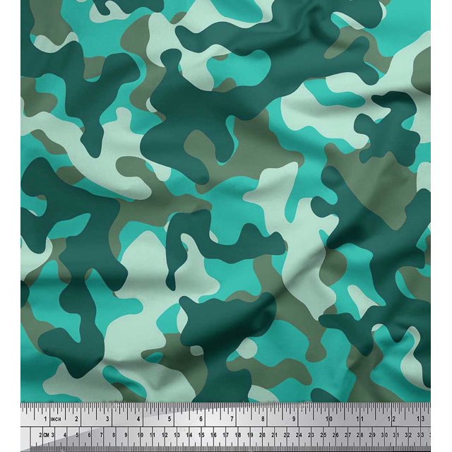 Soimoi Modal Satin Fabric Two Tone Camouflage Printed Fabric 1 Yard 42 Inch Wide