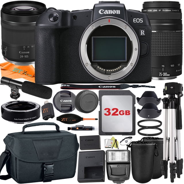 Canon EOS RP Appareil Photo Sans Miroir avec Objectif RF24-105mm + 75-300mm + Adaptateur de Monture + 32 Go + Accessoire ZeeTech