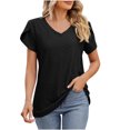 thumbnail image 1 of Birdeem Fashion Womens Casual Solid Color V Neck Short Sleeve Tops Loose Blouses, 1 of 9