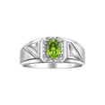 thumbnail image 1 of RYLOS Men's Rings Sterling Silver Classic 7X5MM Oval Gemstone & Diamond Ring Peridot August Birthstone Rings For Men Size 12, 1 of 7