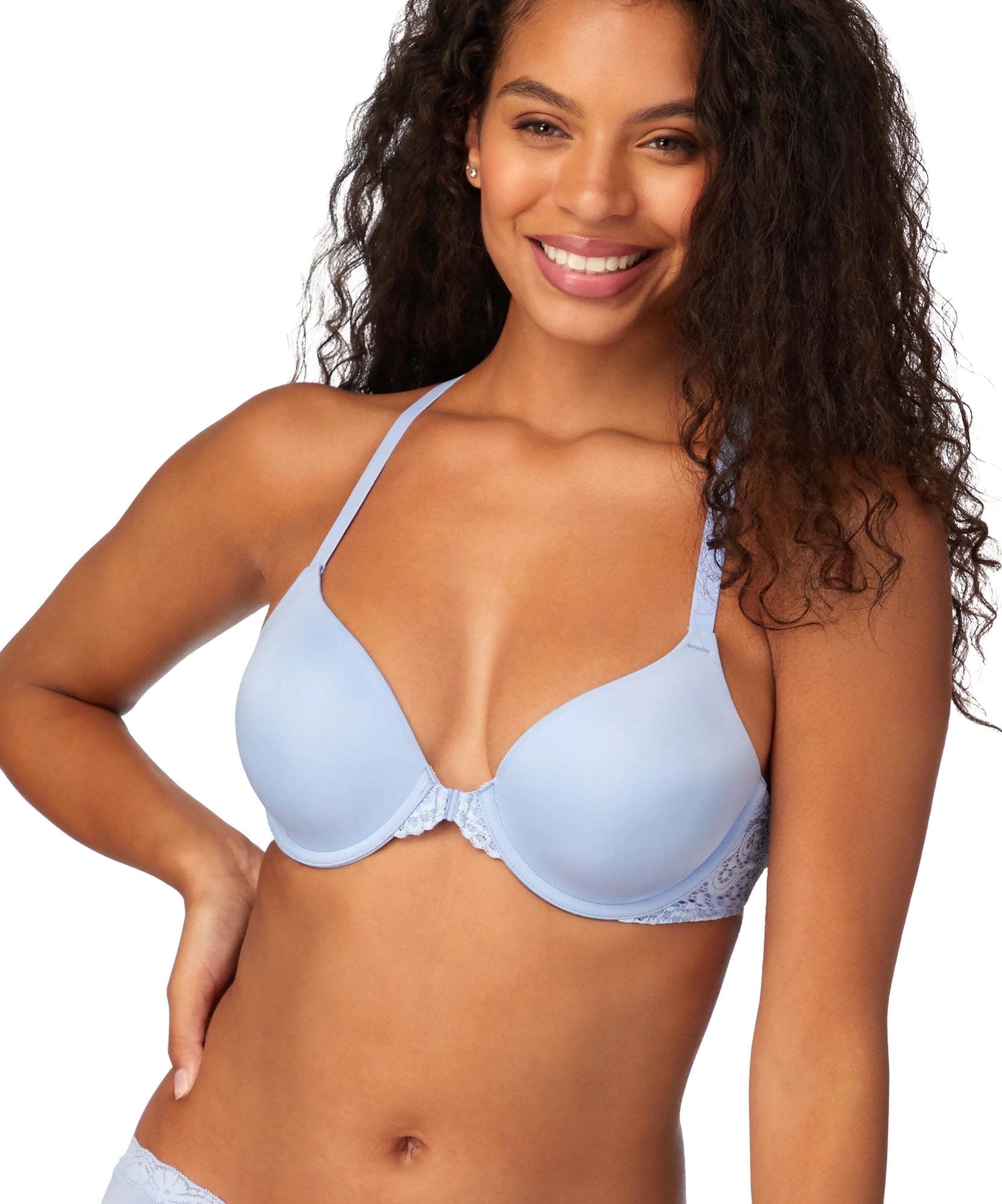 Maidenform Womens Pure Genius T-Back Bra with Lace, 36D, Gingham BlueBlue Whim