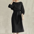 thumbnail image 1 of Jusqu'à 65 % de Rabais! Robes d'Été Mode pour Femmes 2024 Grande Taille Col Rond Ample Manches Courtes Uni Robe Mi-Mollet Robe Longue, 1 of 8