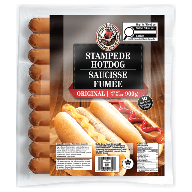 Butcher's Selection Stampede Hot Dogs, 10 pack, 900 Grams (Refrigerated)