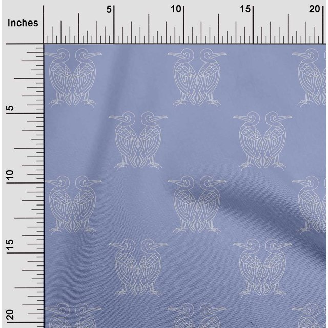 oneOone Polyester Lycra Fabric Bird Artistic Sashiko Printed Craft Fabric BTY 56 Inch Wide