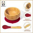 thumbnail image 2 of allBambu Bamboo Baby Bowl with Suction & Spoon - Cherry, 2 of 6