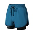 thumbnail image 2 of Styesk Mens Shorts Men Large Size Solid Color Casual Fashion Loose Sports Three-quarter Pants Drawstring Pockets Double Layer Exercise Shorts Pants, 2 of 7