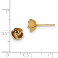 thumbnail image 2 of 14K Yellow Gold Satin Finish Diamond Cut Rose Post Earrings, 2 of 2