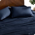 thumbnail image 4 of Bare Home Bamboo Sheet Set - Made from Rayon Fibers - Deep Pockets - 4 Piece - Split Head Flex King, Dark Blue, 4 of 7