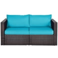 thumbnail image 3 of Costway Canapé Sectionnel d'Angle en Rotin pour Patio 2 Pcs Coussin Bleu, 3 of 9