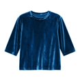 thumbnail image 4 of AWZXDE T-Shirt en Velours pour Filles à Manches 3/4, Doux, Col Rond, Hauts Décontractés pour Filles, T-Shirt de Base Confortable 3-14 Ans, 4 of 4