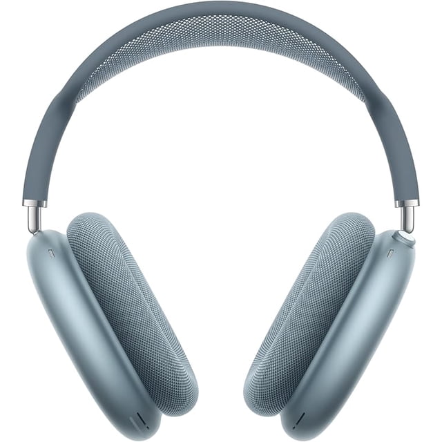 Apple AirPods Max Wireless Over Ear Headphone (USB-C) in blue, featuring a modern design with breathable knit mesh canopy and memory foam ear cups. Provides premium sound quality with spatial audio, active noise cancellation, and high-fidelity audio. Includes USB-C connectivity for fast charging, long battery life of up to 20 hours, and seamless integration with Apple devices. Open box condition with a 180-day warranty.