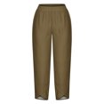 thumbnail image 4 of Timegard Plus Size Pants for Women Elastic Waist Solid Color Comfy Fall Casual Crop Pants with Pockets, 4 of 5