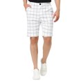 thumbnail image 1 of INSPIRE CHIC Men's Shorts Slim Fit Plaid Button Lightweight Twill Shorts 36 White, 1 of 7