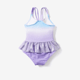 thumbnail image 3 of Disney Disney Frozen Elsa 1pc Toddler Girl Character Full Body Gradient Smudge Pattern Glossy Material Ruffle UPF 50+ Swimsuit, 3 of 7