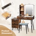 thumbnail image 4 of Costway Ensemble de Coiffeuse avec Table de Maquillage, Lumière DEL à Induction du Corps Humain à 3 Couleurs Réglables, Brun, 4 of 10