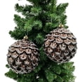 thumbnail image 2 of Holiday Time 4-Count Brown Pinecone Textured Shatterproof Christmas Ornaments, 150MM, 2 of 4