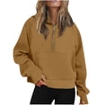 thumbnail image 1 of Half Zip Sweatshirt Women Plus Size Fleece Cropped Hoodies Pullover Fall Winter Warm Tops Thumb Hole, 1 of 6