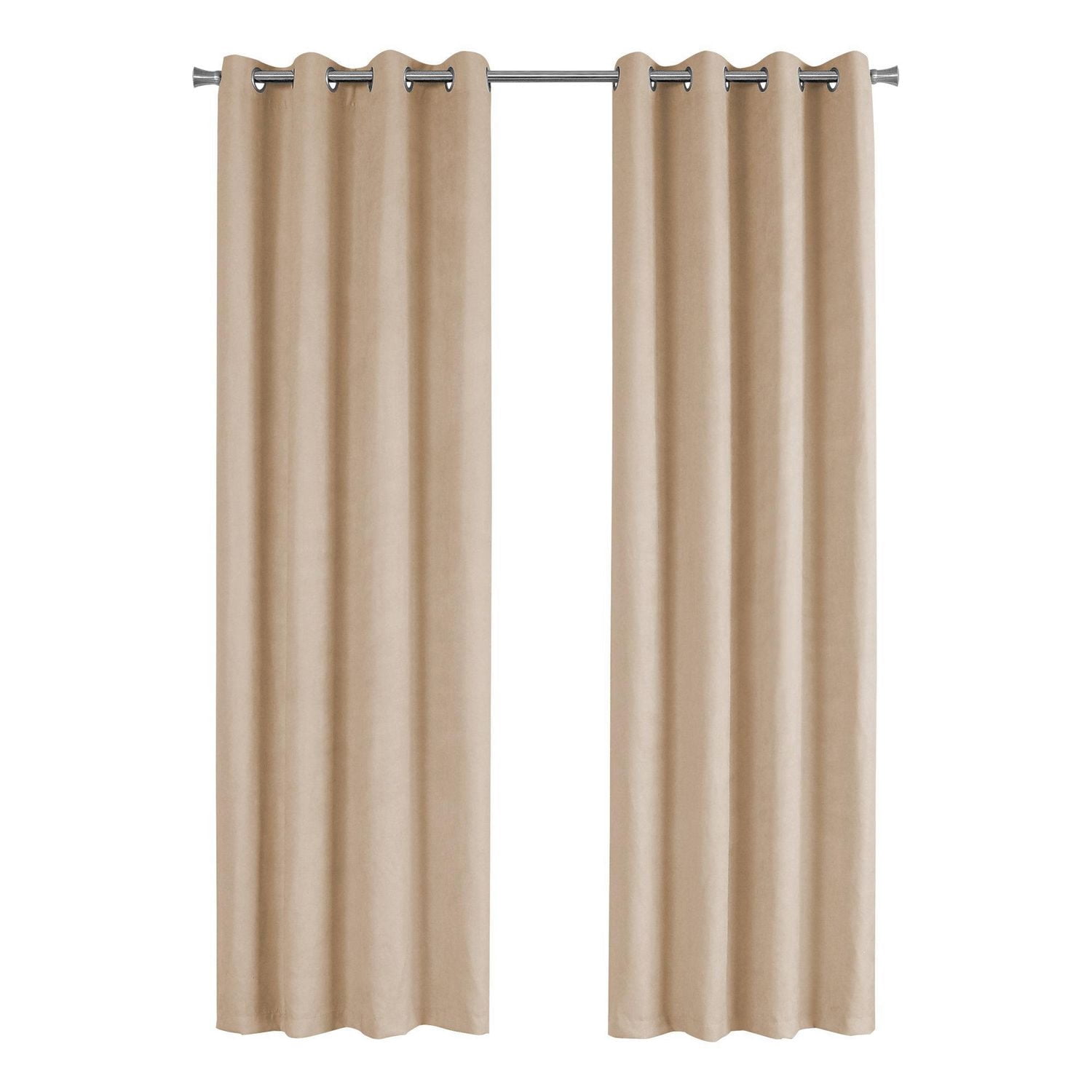 Monarch Specialties Curtain Panel, 2pcs Set, 54"w X 84"l, Room Darkening, Grommet, Living Room, Bedroom, Kitchen, Micro Suede, Polyester, Beige, Contemporary, Modern