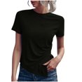 thumbnail image 1 of Womens Short Sleeve Solid Color Basics Crewneck Casual Top Pullover T-shirt, 1 of 6