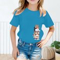 thumbnail image 2 of LUOGENLI T-Shirt pour Filles Enfant Filles Mignon Mode Imprimé Décontracté Ample Col Rond Manche Courte Tee Été T-Shirt Hauts Chemises pour Filles 2025 Moins de 20 Bleu Foncé 2-4 Ans, 2 of 4