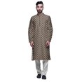 thumbnail image 1 of Atasi Printed Long Kurta For Men With White Churidar Pyjama Set Traditional Wear, 1 of 1