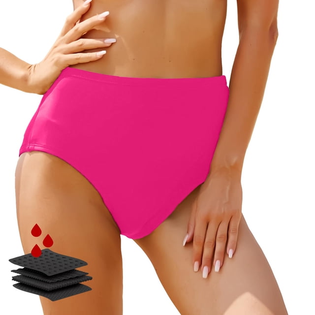 Women Bikini Bottoms High Waist Retro Basic Full Coverage Skin Friendly Beach Swimwear
