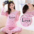 thumbnail image 5 of Ladies O-neck Long Sleeve Printing Home Pajamas Set (Size L)(Pink), 5 of 5