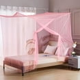 thumbnail image 1 of Fiudx Moustiquaire de Lit / Auvent à Ouverture Latérale Rose / Maille en Polyester 200x180x165 cm / Protection Intérieure Extérieure pour Lits Simple, 1 of 6