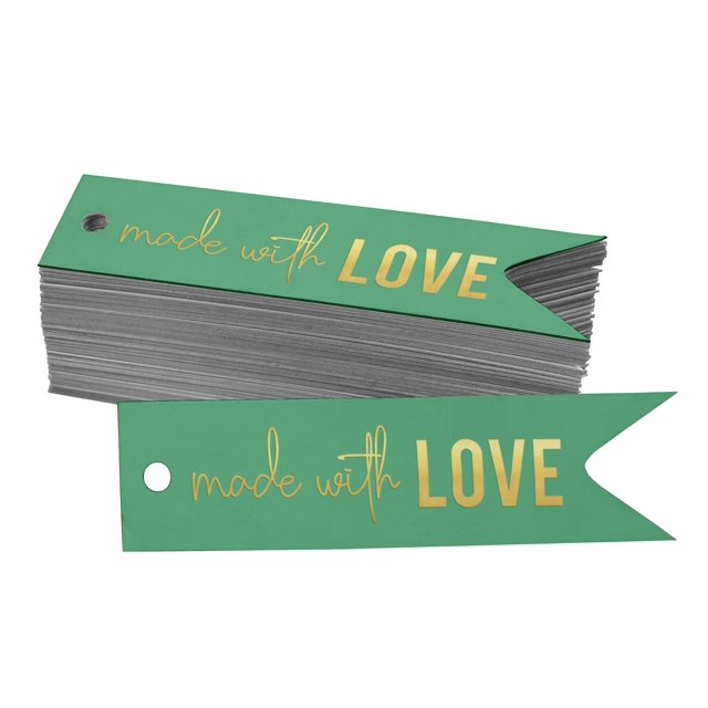 Inkdotpot Made With Love Text Bottle Tag Real Gold Foil Favor Hang Tags Pack Of 100