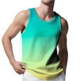 thumbnail image 3 of Sentmoon Mens Undershirts Tank Summer Sleeveless Crew Neck Compression Tank Top Men Gradient Color Loose Fit Oversized Moisture Wicking Clothes Beach for Casual Streetwear Green XXL, 3 of 8
