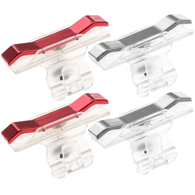 KAKOWELY phone trigger buttons 2 Pairs of Mobile Game Metal Controller Game Buttons Game Shortcut Shooting Button Handle Aim Key Joystick Shooter (1 Pair E9 Red Handle + 1 Pair E9 Silver Handle)