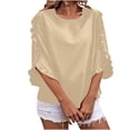 thumbnail image 1 of Timegard Womens Tops Ruffle Half Sleeve Crewneck Loose Comfy Tops Blouse Casual Summer Spring Solid Color, 1 of 7