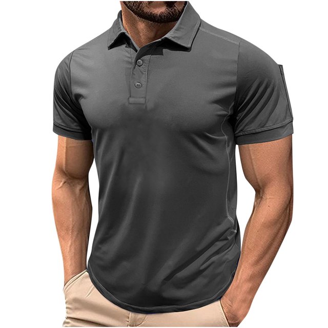 Chemises pour Hommes, Mode Homme Décontractée Couleur Unie Manches Courtes Col Rabattu Blouse Chemise