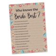 thumbnail image 2 of Inkdotpot How Well Do You Know The Bride Bridal Shower Bachelorette PartyGameActivityCards 50-PackRustic Kraft FloralWho Know The Bride Best, 2 of 7