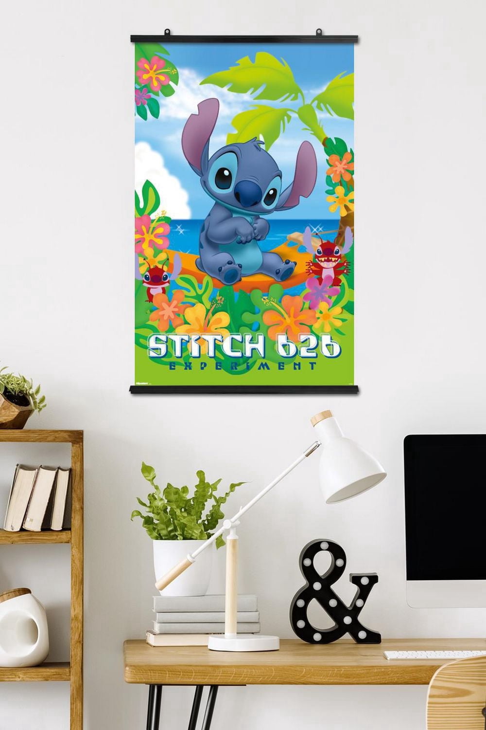 Disney Leroy and Stitch - Beach Wall Poster, 22.375" x 34" Framed
