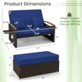 thumbnail image 3 of Costway Ensemble de Lit de Jour en Rotin pour Patio avec Causeuse Rembourrée et Pouf de Rangement pour Véranda Bleu Marine, 3 of 10