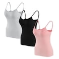 thumbnail image 1 of Timegard Camisoles pour Femmes 3 Pcs avec Soutien-Gorge Intégré Col Rond Bretelles Spaghetti Ajustées Douces Maillots de Corps Décontractés Hauts de Pyjama, 1 of 6
