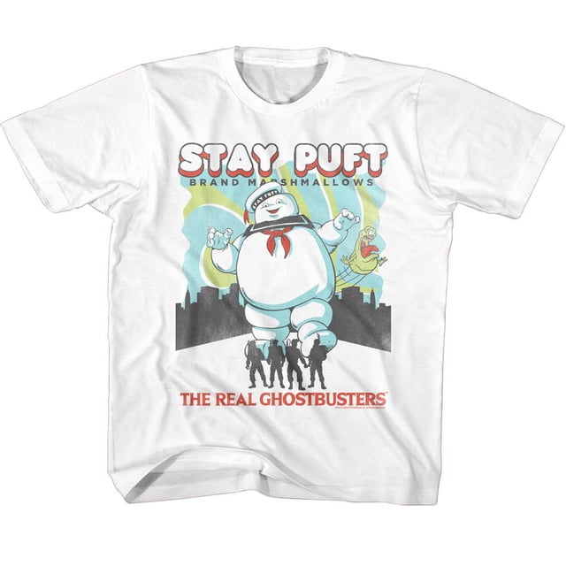 Real Ghostbusters Stay Puft And Busters White Toddler T-Shirt